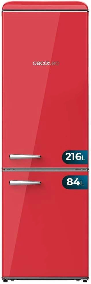 Cecotec Frigorífico Combi Retro de 300L Bolero CoolMarket Combi Origin 300 rojo E. Altura 191 - Control de Temperatura, Rojo, 5cm y 60 Ancho