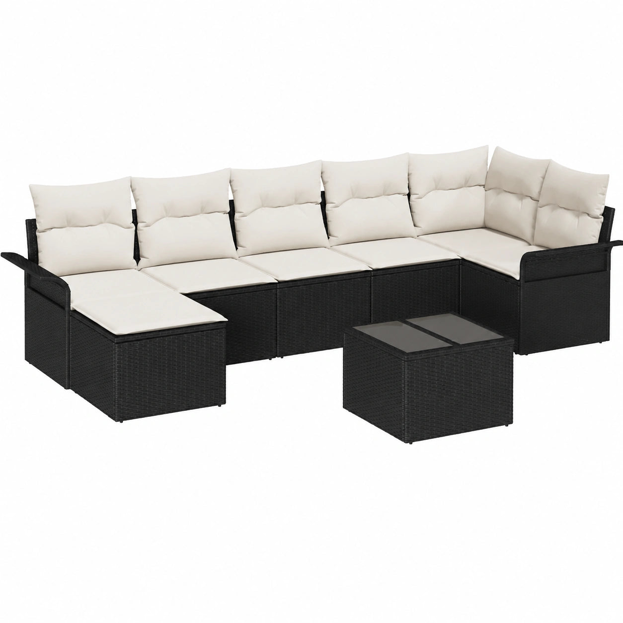 Conjunto Modular de Sofá para Jardín de 7 Piezas con Cojines B/N, Muebles de Exterior