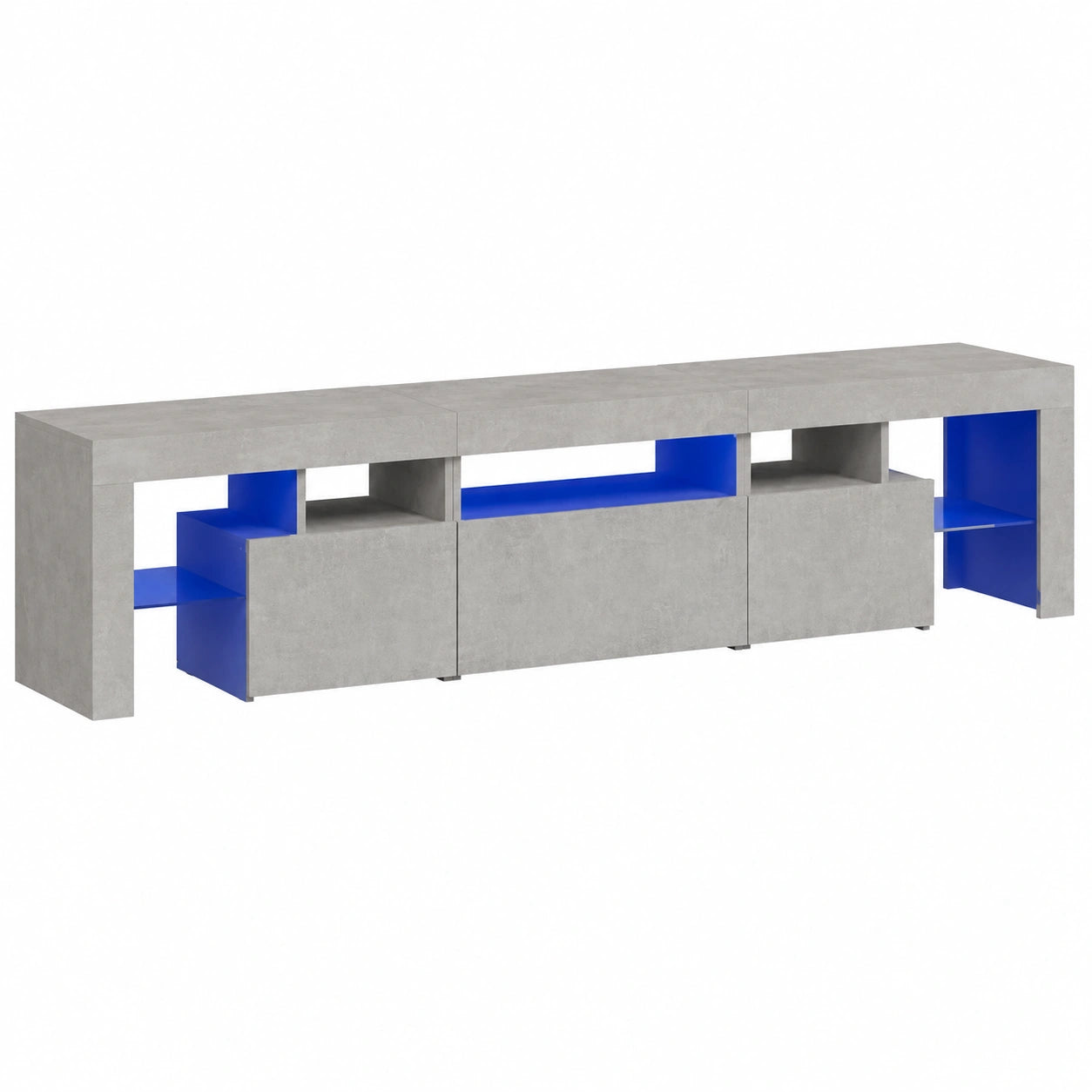 Mueble de TV con Iluminación LED y Almacenamiento, Diseño Gris Hormigón