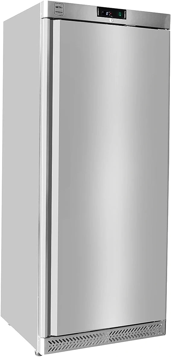 METRO Professional Frigorífico GRE6600S - 380 L, 300 W, 5 estantes ajustables, plata, con cerradura, acero inoxidable