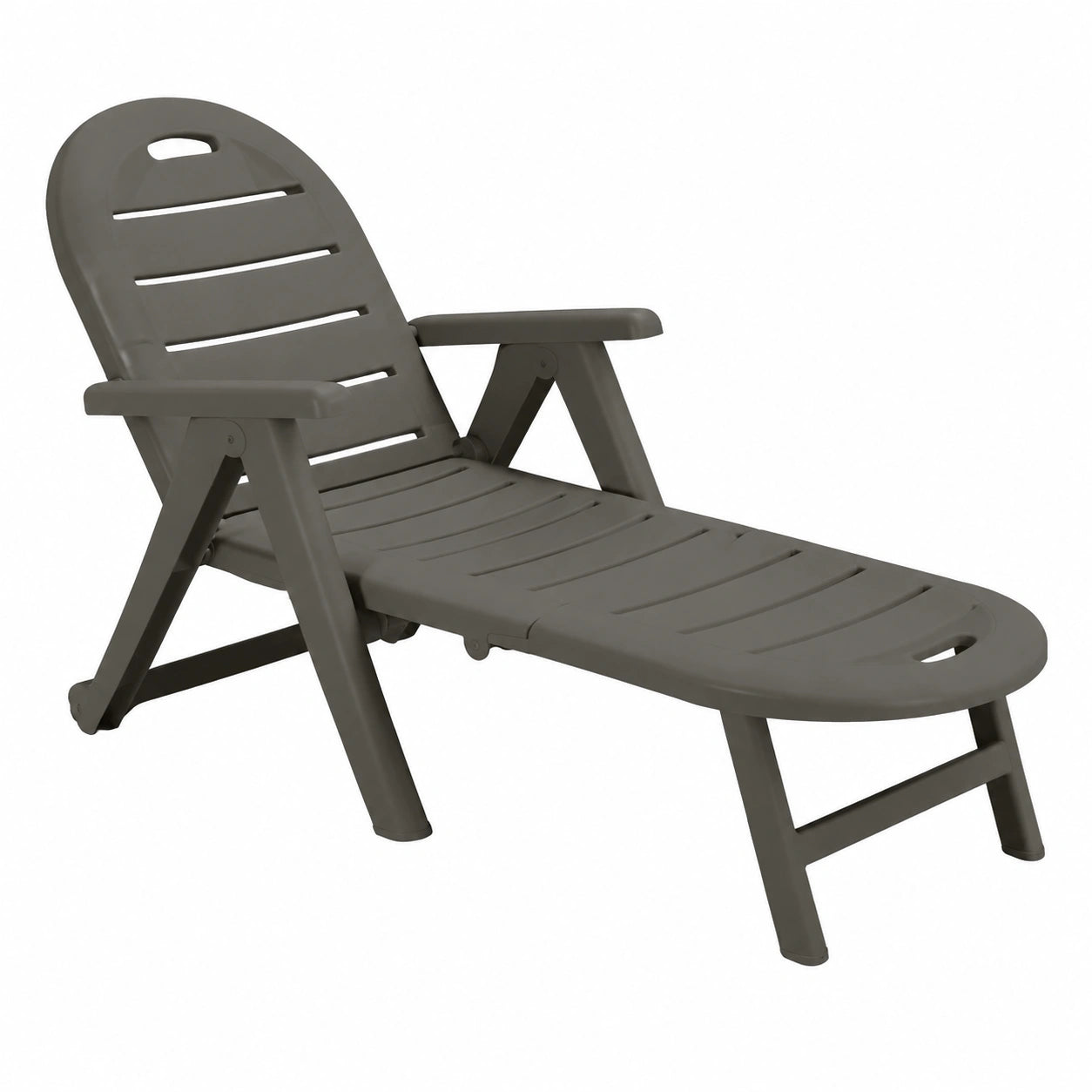 Tumbona Ajustable de Polipropileno para Jardín y Piscina con Respaldo Reclinable y Ruedas, Resistente a UV - 195x72 cm, Color Wengué