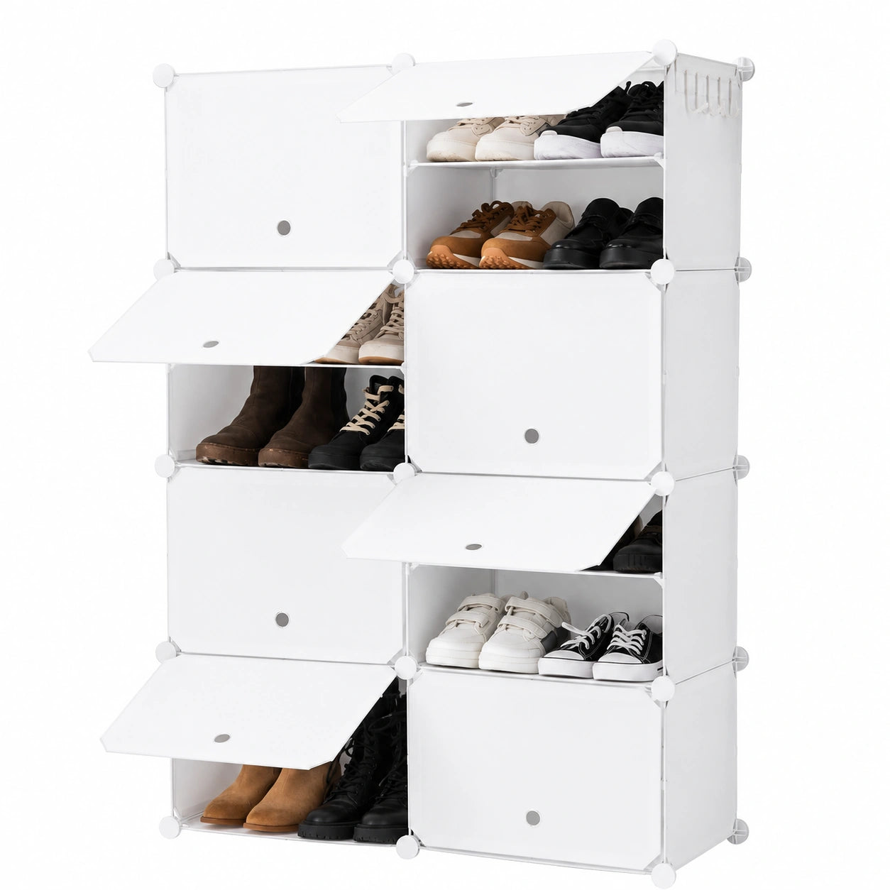 Armario Zapatero Modular InnovaGoods, 10 Módulos, 18 Compartimentos para 36 Pares, Perchero y Ventilación, Fácil Montaje