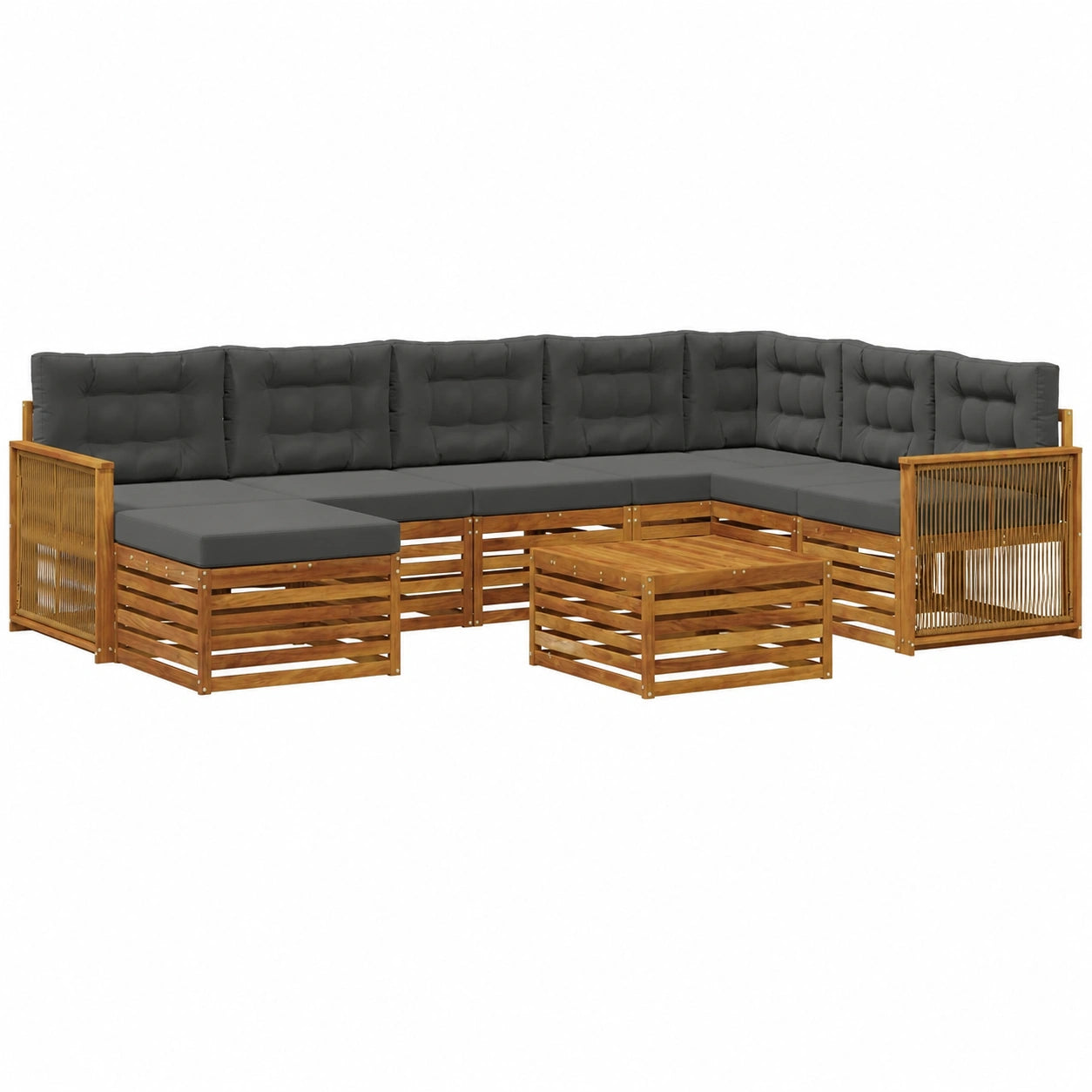Conjunto de Sofás de Jardín Modular con Cojines Antracita de Acacia 9 Piezas