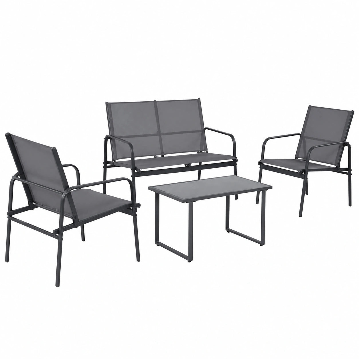 Set de Muebles para Exterior: Sofá, Sillones y Mesa en Gris