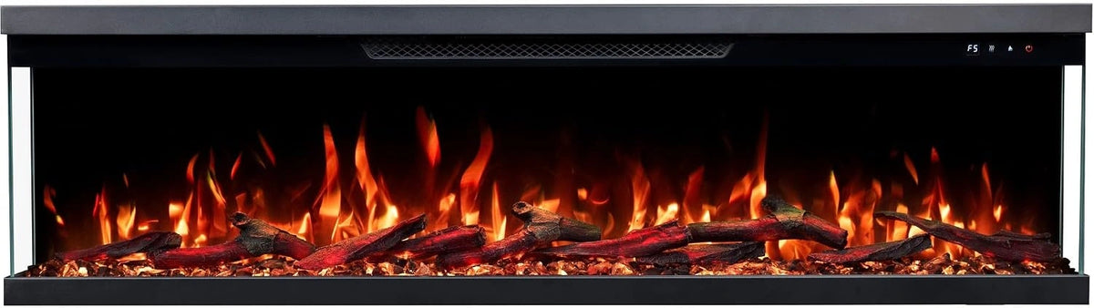 Unity 127 - Chimenea eléctrica de 3 vías para pared y empotrada, 127 x 19 x 36 cm, chimenea LED con calefacción 900/1800 W