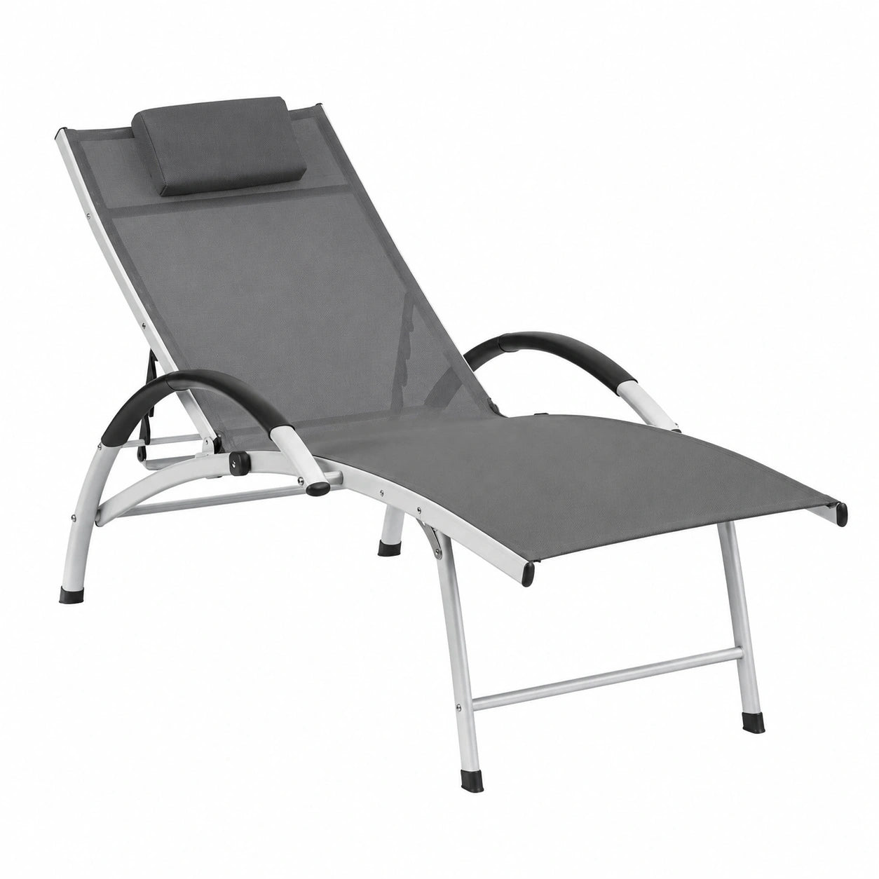 Tumbona Blumfeldt Sun Valley con Almohada y Respaldo Ajustable, Material Resistente al Clima, Gris