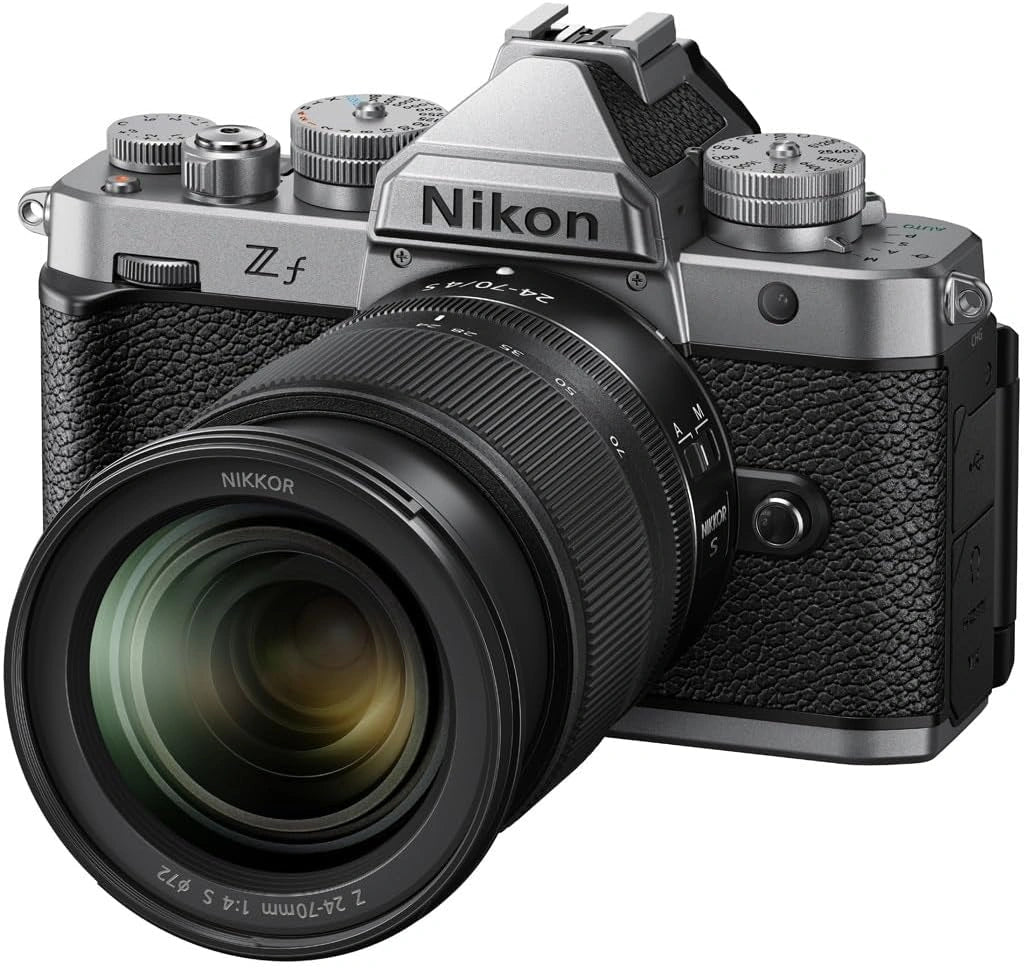 Nikon Cámara de sistema Z F - Formato completo, Pantalla táctil giratoria, vídeo UHD 4K, plata + lente de 24-70 mm f/4