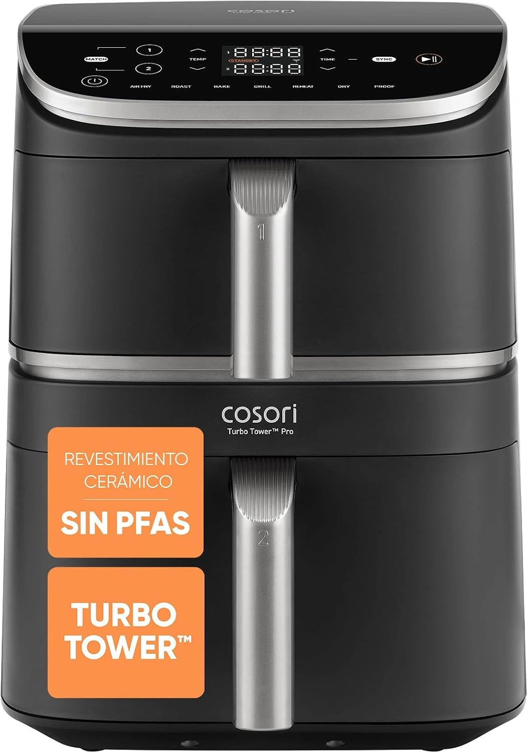 Cosori Freidora de Aire 10 - 8 L Turbo Tower Pro, Doble Cesta Vertical
