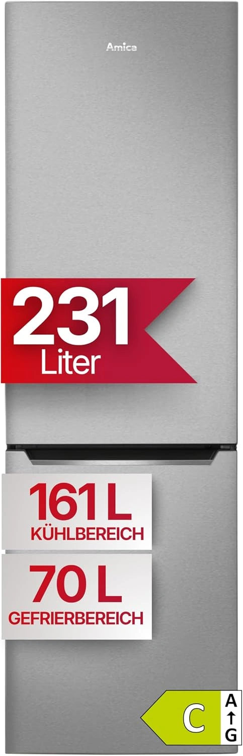 Amica KGCN 387 145 E nevera y congelador - Total NoFrost, aspecto de acero inoxidable, clase de eficiencia energética C, línea VitControl Plus