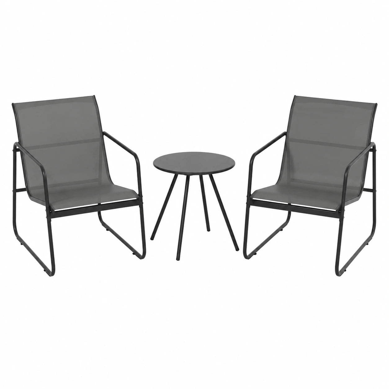 Conjunto de Muebles de Jardín de 3 Piezas Pamapic, Mesa y Sillas de Terraza en Textilene Transpirable, Ideal para Exterior y Balcón, Color Gris