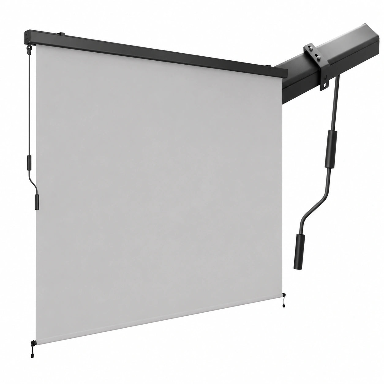 Tectake Toldo Vertical Enrollable para Exterior con Manivela, Protección Solar y Cortavientos - 200x250 cm Gris Claro