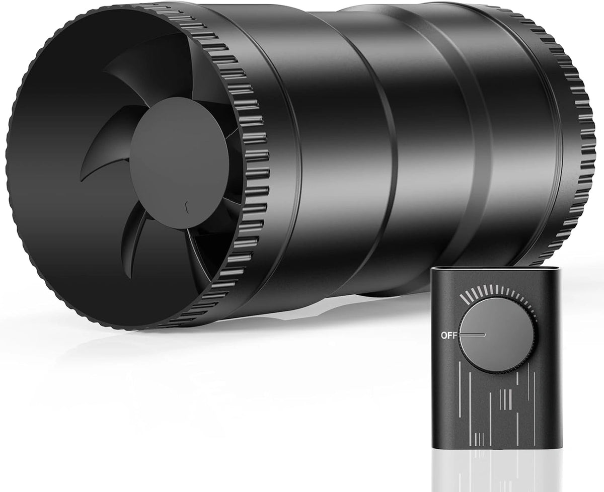 Hon&Guan Ventilador tubular ajustable de 100 mm - 221 m3/h, negro, cocina, garaje, sótano, invernadero, jardín de invierno, para baño