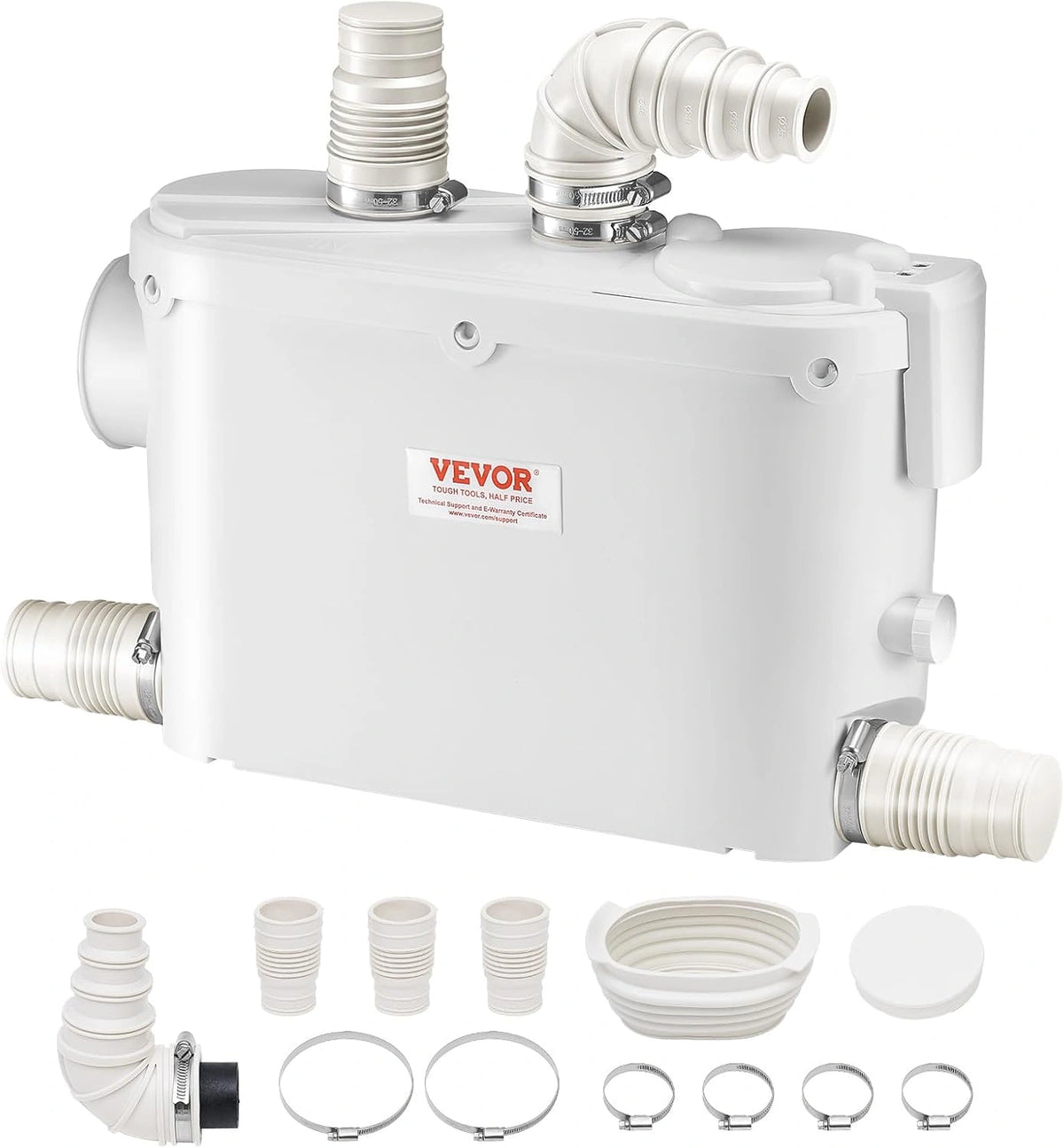 VEVOR Bomba de Eliminación de Triturador 500 W Bomba de Aguas Residuales Caudal Máximo de 6600 L/h Elevación de 8 m Bom, con funciones de uso diario