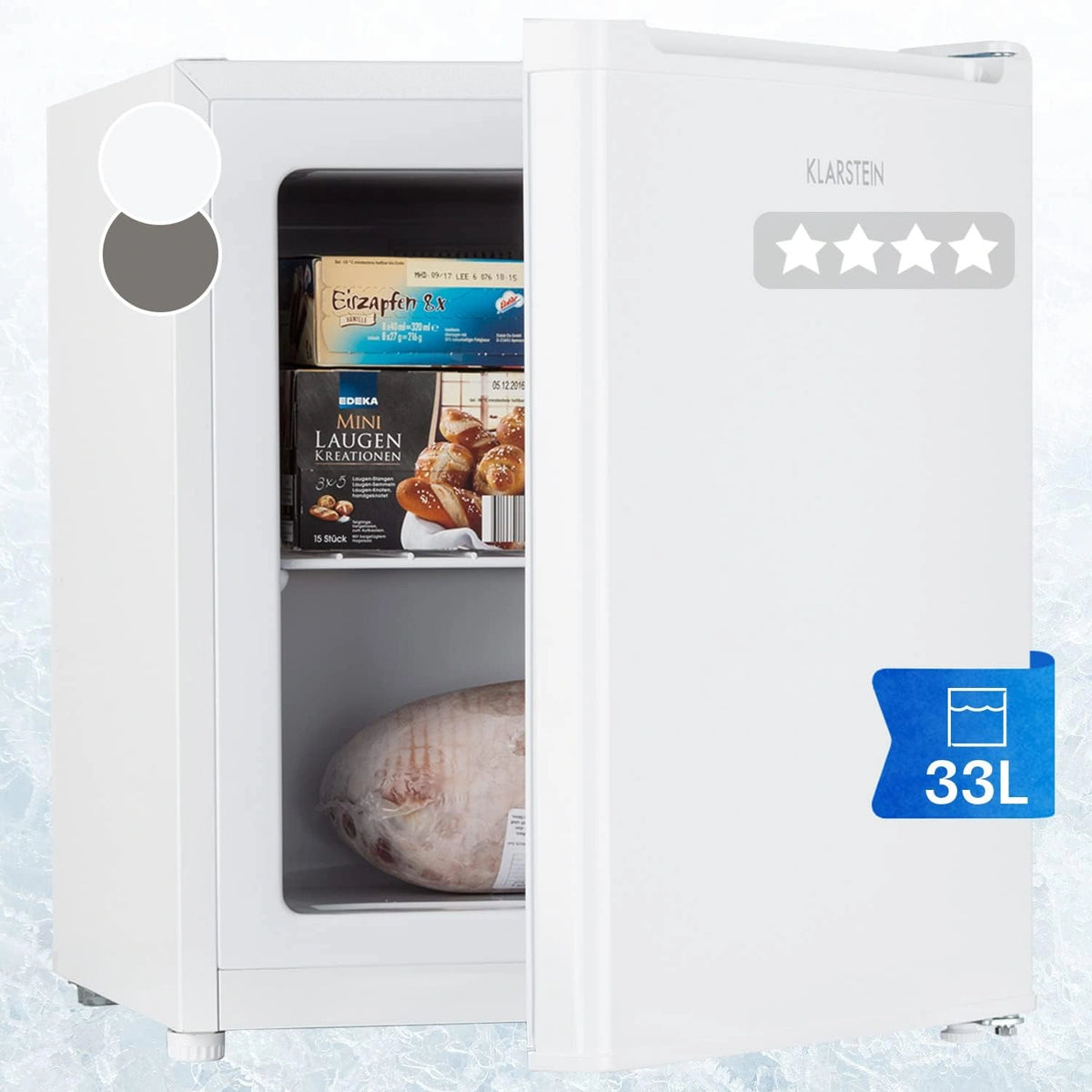 Klarstein Congelador Pequeño Vertical - Mini Congelador portátil Silencioso para Casa y Oficina, Eficiencia Energética, Estante