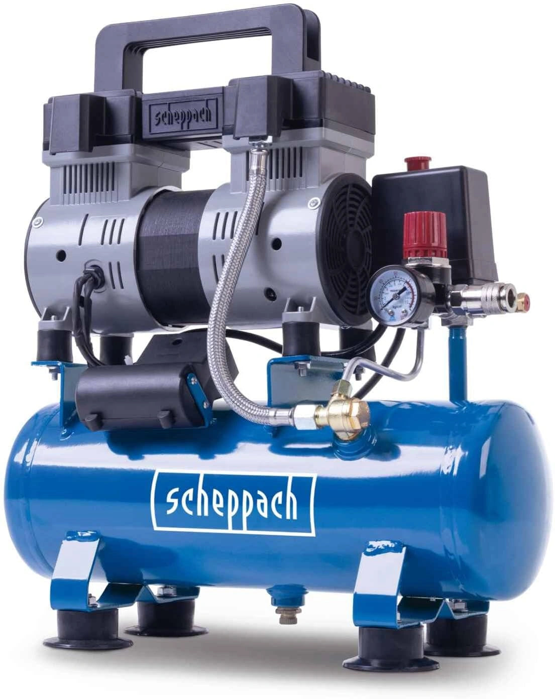 Scheppach HC08Si Compresor ultra silencioso - 5CV / 1100W, 1, 6L, 8bar