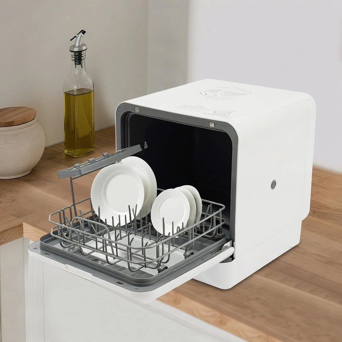 Lavavajillas de sobremesa de bajo consumo con 4 programas y secado con aire caliente - para cocinas pequeñas, WG y caravanas, ahorro de energía