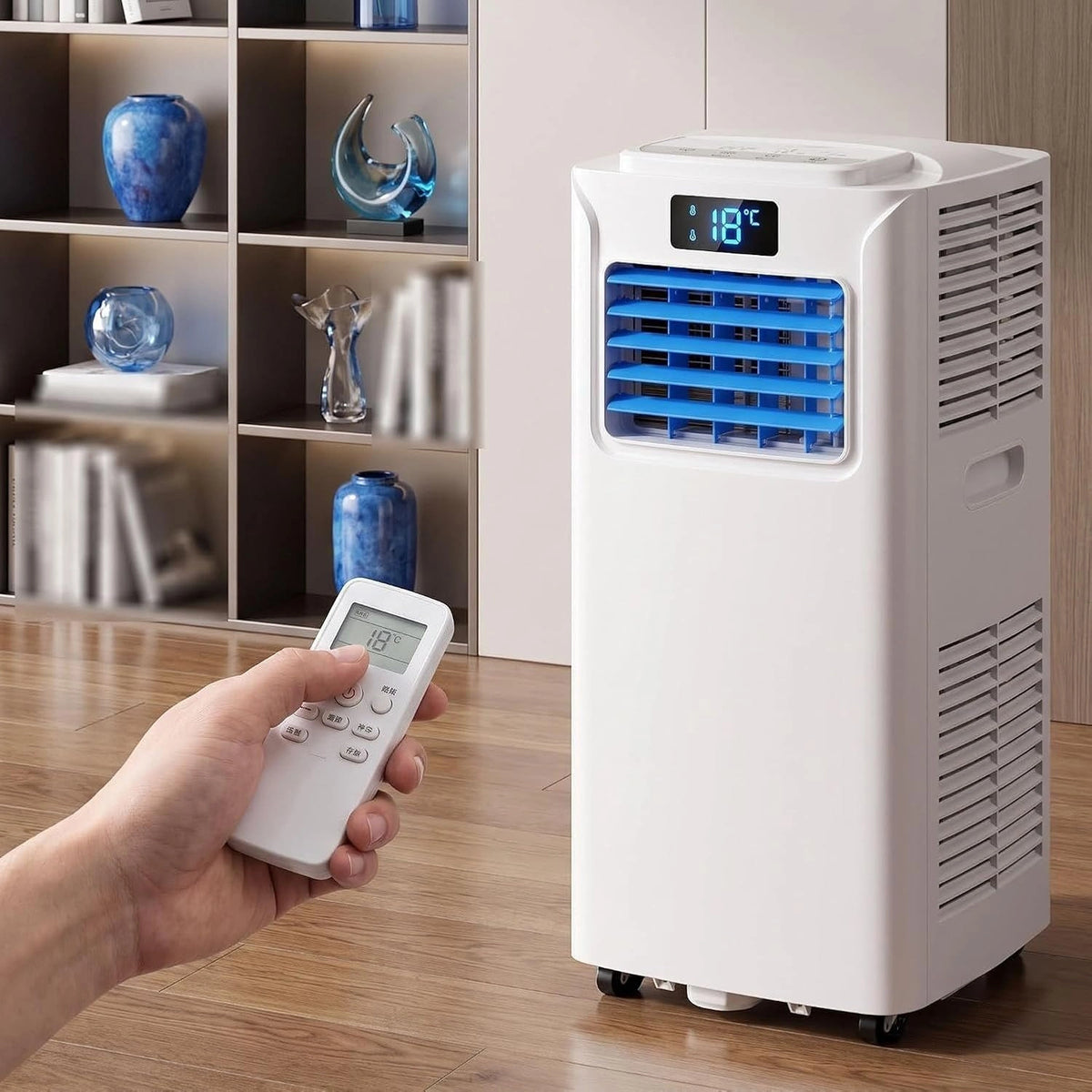 Aire Acondicionado Portátil 14000 BTU con conjunto de Instalación - Eficiencia Energética, Pantalla Digital para Hogar y Habitaciones, 7000 BTU