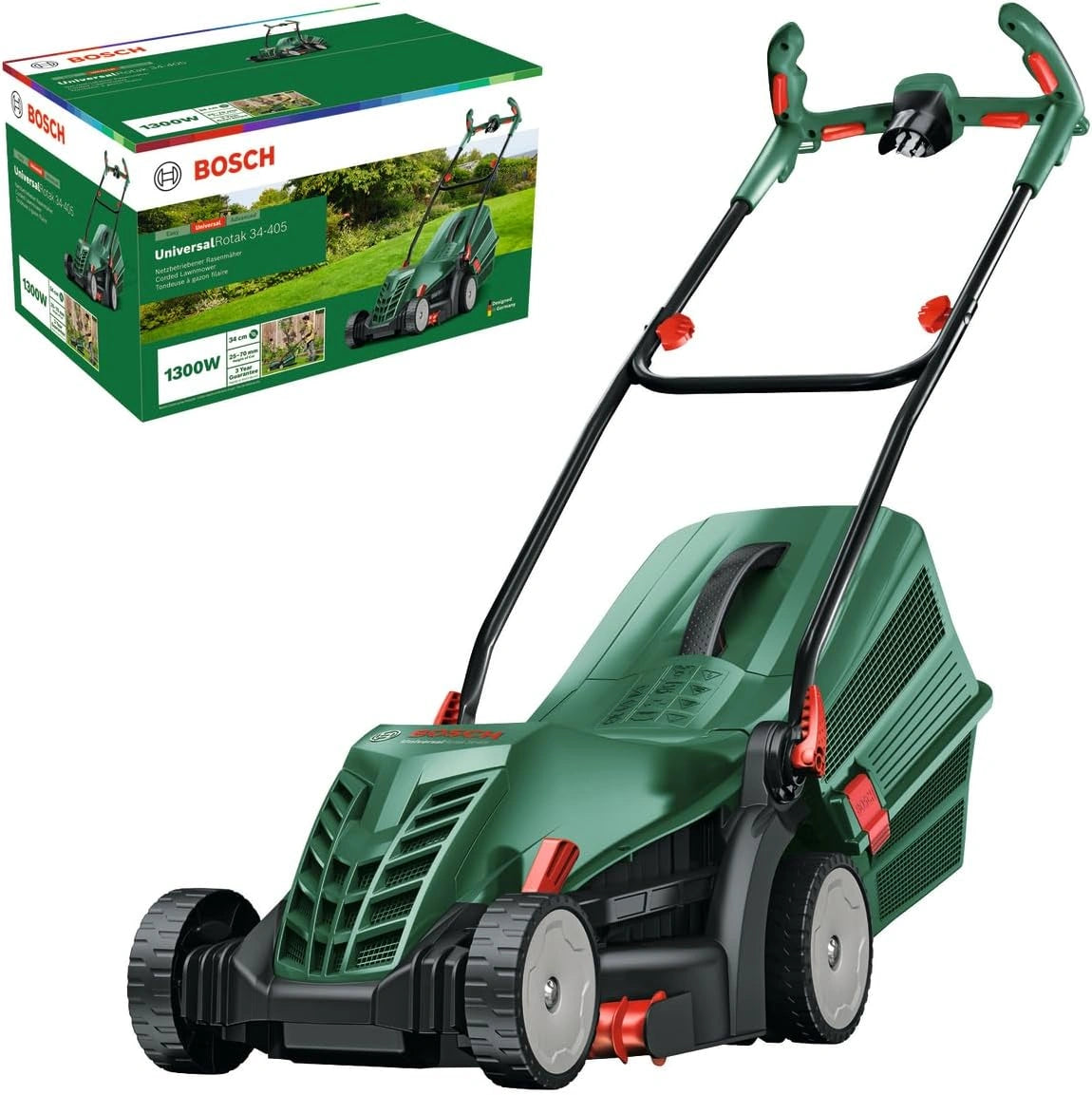 Bosch cortacésped con cable UniversalRotak 34-405, con funciones de uso diario