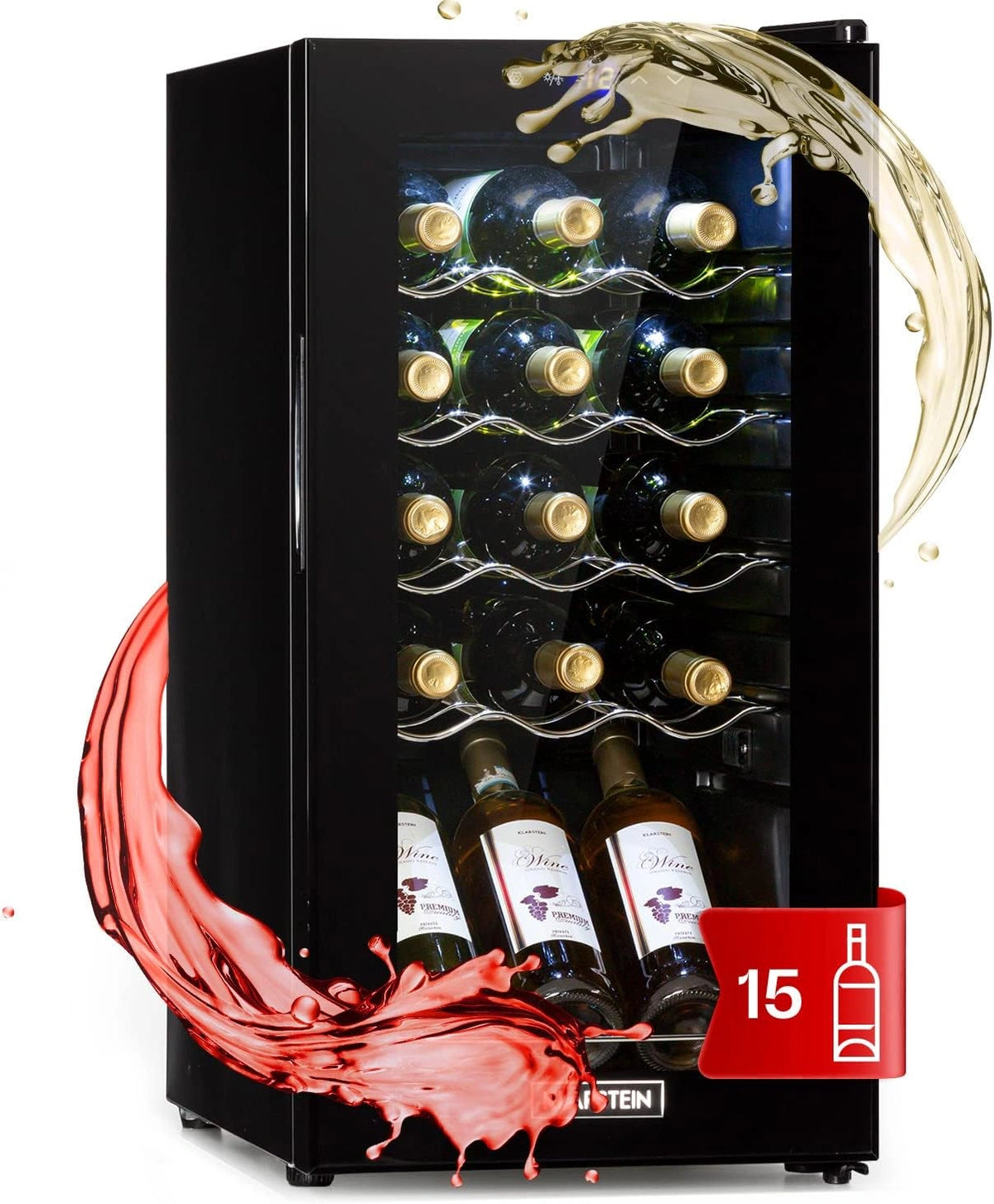 KLARSTEIN Shiraz Vinoteca Negro - 1 Zona, 53 L, 15 Botellas