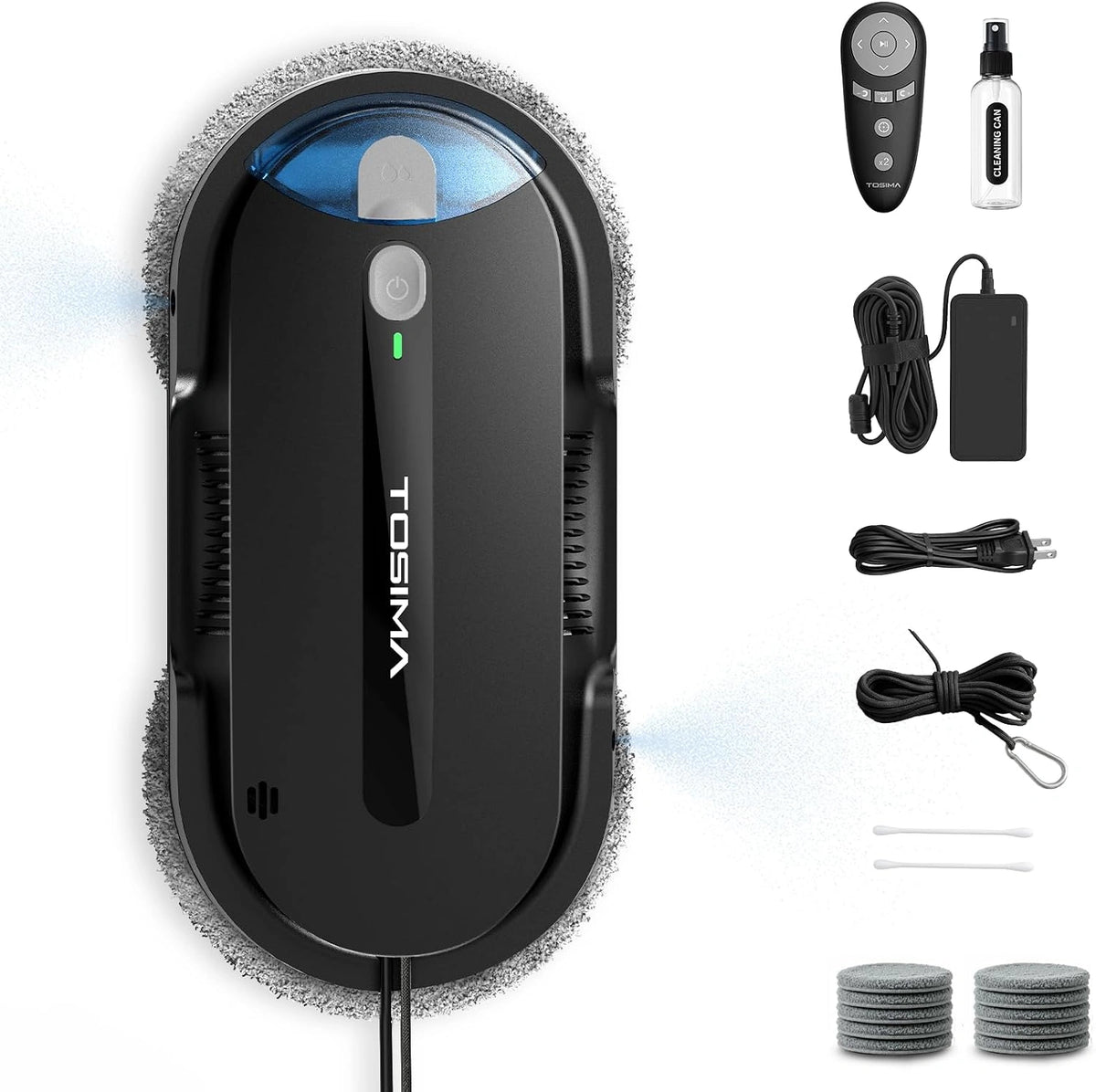 Tosima Robot limpiacristale X1 - depósito de Agua de 85 ml con Ventana, Limpiador automático de Ventanas para