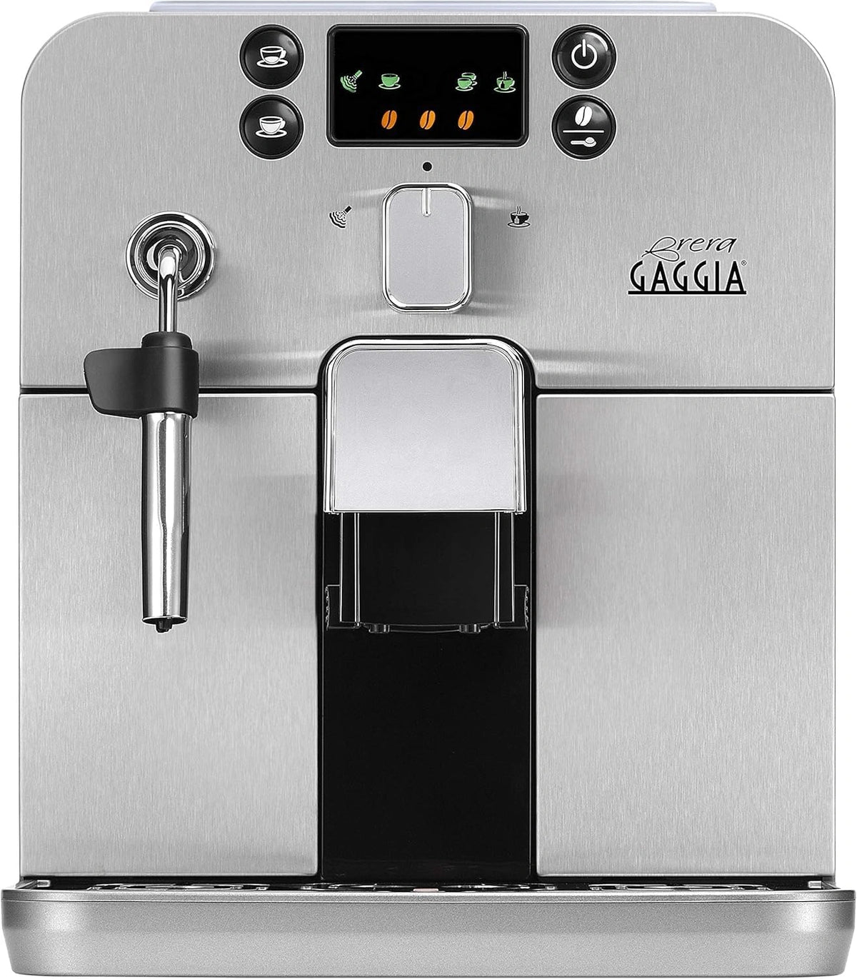 Gaggia Brera plateado - Cafetera Automática para Espresso y Cappuccino, Café en Grano o Molido, Plata, 100% Made in Italy, 1400W, RI9305/01