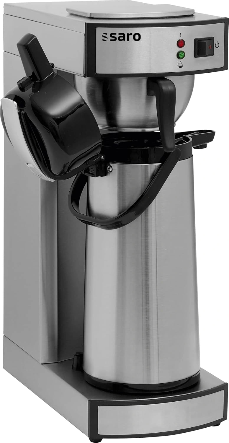 SARO THERMO 24 Cafetera con termo con bomba de acero inoxidable - 2, 2 l, infusión en aprox. 5-6 min, 069 kW, protección de funcionamiento en seco