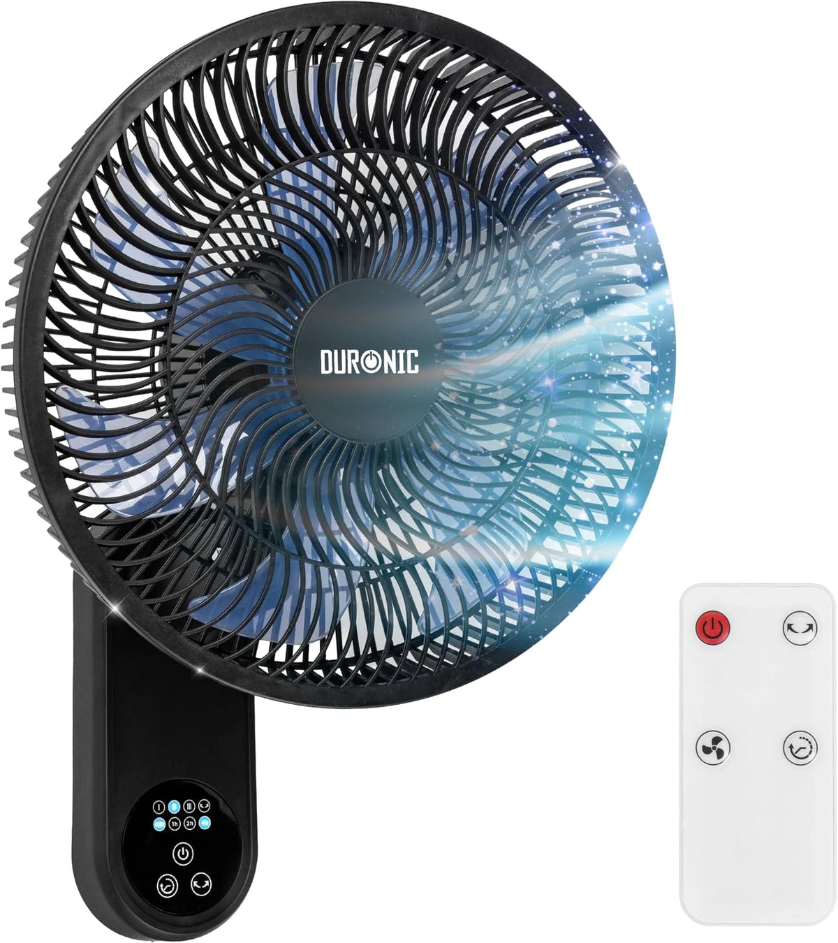 Duronic FN12 BK Ventilador de Pared 50 W con Mando y Temporizador, con funciones de uso diario