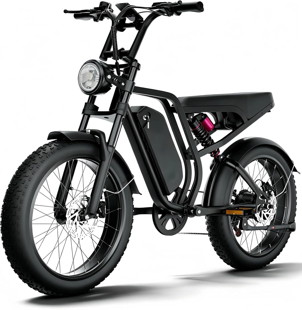 DEEPOWER SU8 Bicicleta Eléctrica - Neumáticos Fat 20'×4, 0, Batería 52V 20Ah Extraíble, Gran Autonomía 60-110KM, 7 Velocidades