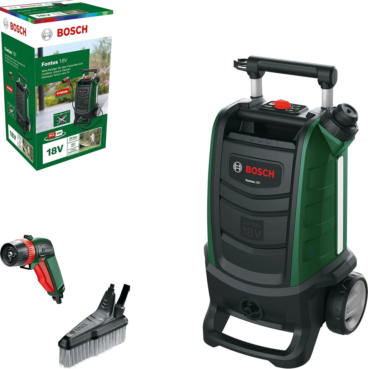 Bosch hidrolimpiadora de Exteriores a batería Fontus 18V sin Bat./carg., con funciones de uso diario