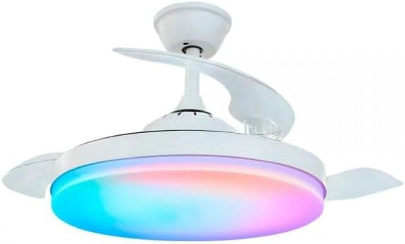 Bilake Ventilador de Techo retráctil Moderno Tahití Blanco RGB, con funciones de uso diario