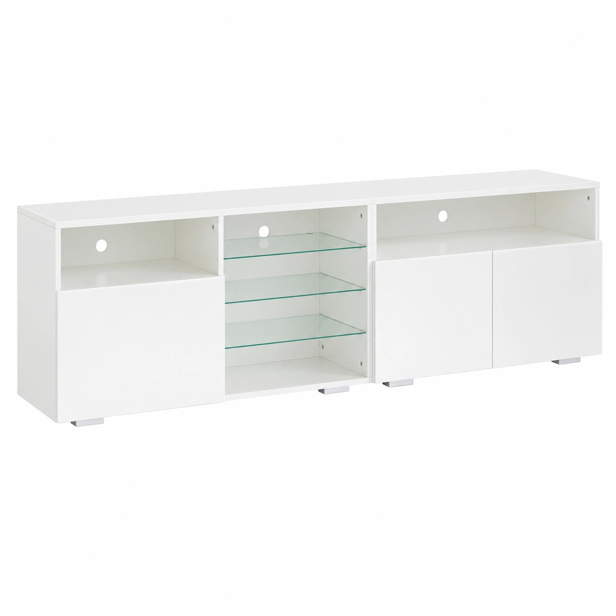 Mueble de TV 200 cm Blanco con Estante para Sonido y Luces LED