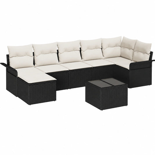 Conjunto Modular de Sofá para Jardín de 7 Piezas con Cojines B/N, Muebles de Exterior