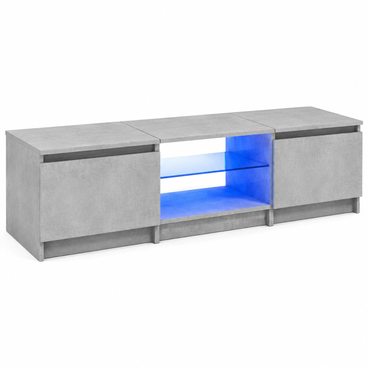 Mesa de TV con Iluminación LED, Acabado en Gris Hormigón, 140x40x36 cm