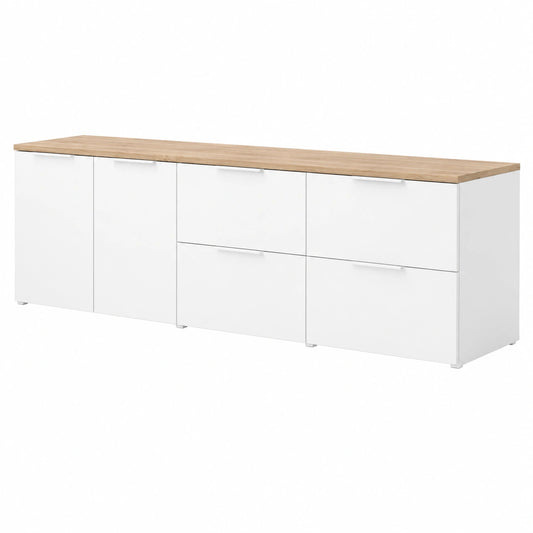 Vicco Conjunto de Muebles para Salón Wido, Blanco y Roble Sonoma, 3 Piezas, Compatible con Serie Wido
