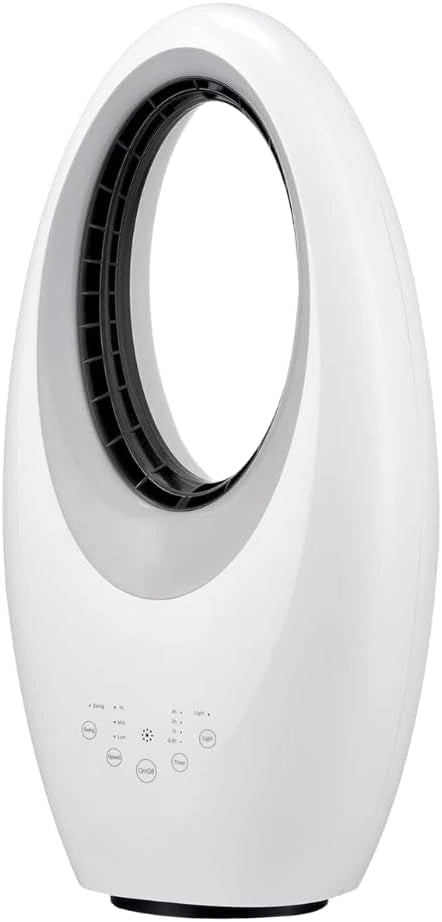 Max Star Ventilador sin Aspas con Mando a Distancia 3 Velocidades Purificador de Aire Oscilante Temporizador Luces LED, con funciones de uso diario