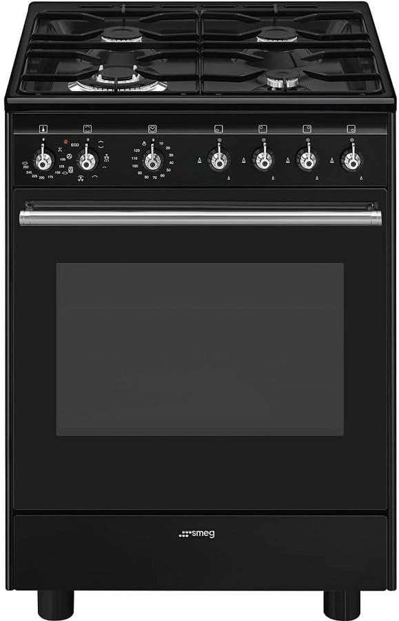 Cocina Gas SMEG CX61GMBL 60cm 4f Negro, con funciones de uso diario
