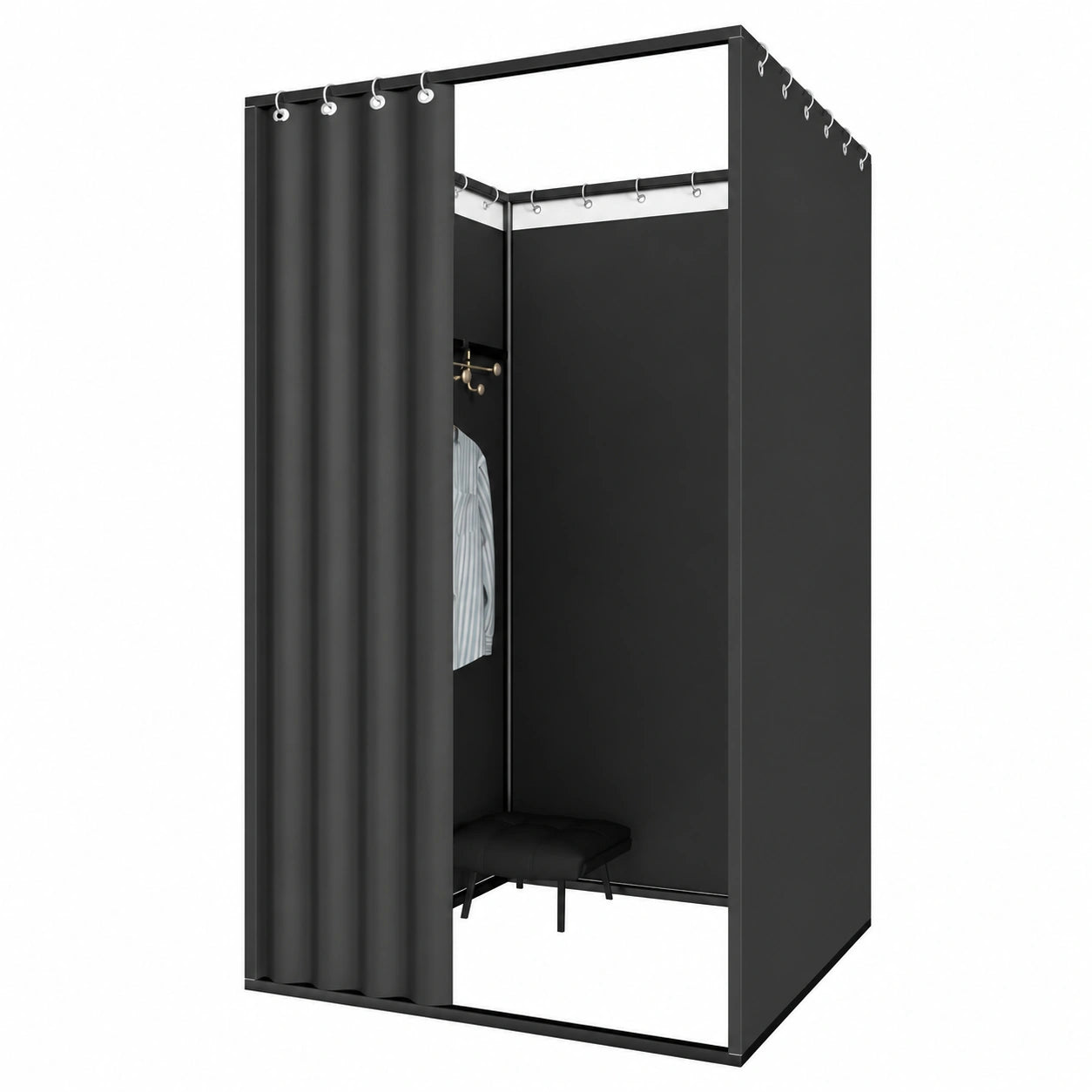 Probador Portátil, Vestuario Móvil con Cortinas de Privacidad para Tienda de Ropa, Negro 85x85x200 cm
