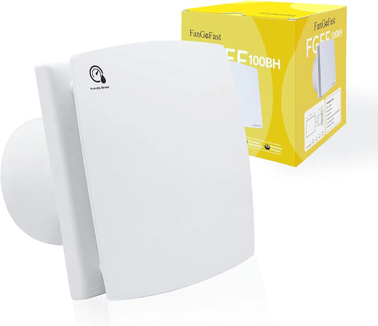 FanGoFast 100mm Ventilador de Baño - Extractor de Baño con Sensor de Humedad y Temporizador Ajustable, Silencioso con Aleta Inversa, 100B-humedad)