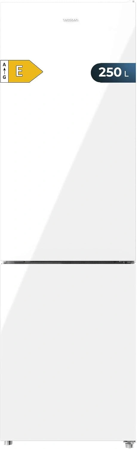 Cecotec Frigorífico Combi Bolero CoolMarket Combi 250 blanco Glass E. Clase Energética E Frigorífico Combi Cristal Blanco 180X55Cm - 250L