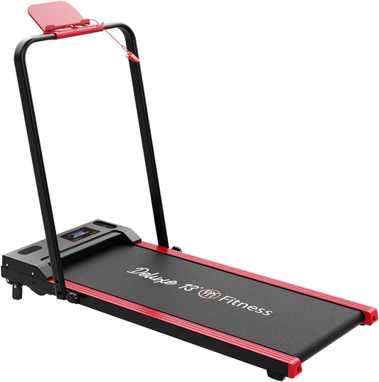 Cinta de Correr caminadora Eléctrica Plegable para Casa - Motor 1000W Silencioso, Velocidad 1-12 km/h, Soporte Tablet, con Ruedas, Rojo y Negro