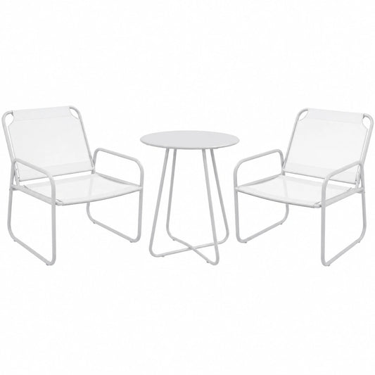 Outsunny Set de Jardín: Mesa Redonda y 2 Sillas con Estructura de Acero y Cojines Ajustables