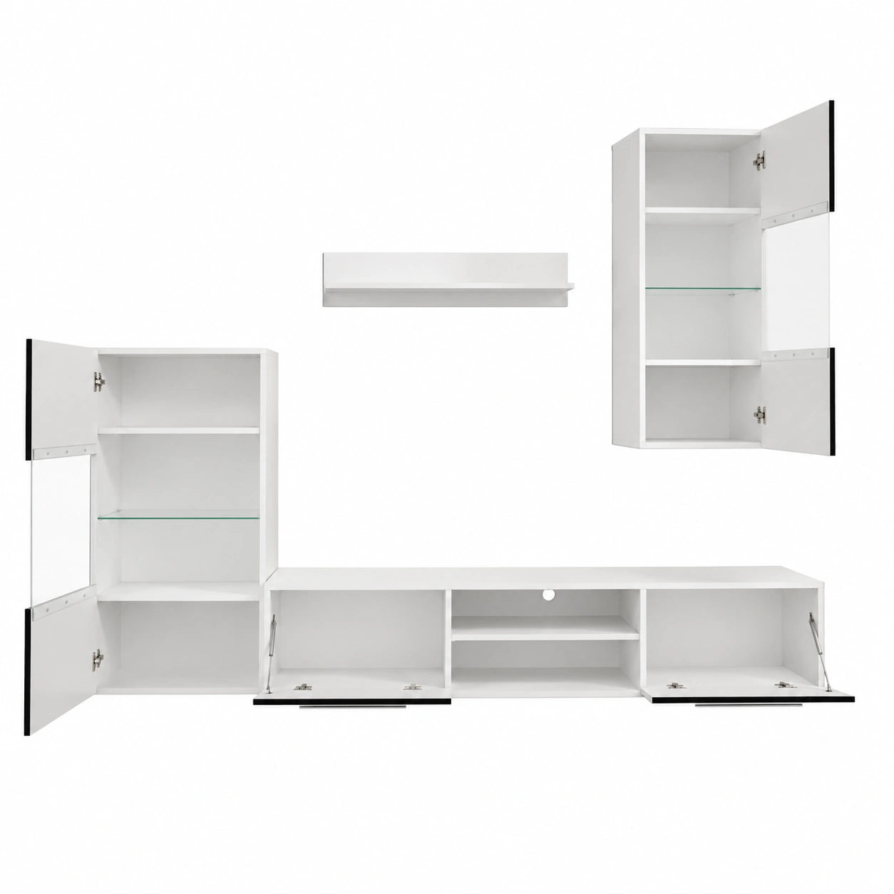 Conjunto de Muebles de Salón Modernos con LED en Negro, 5 Piezas
