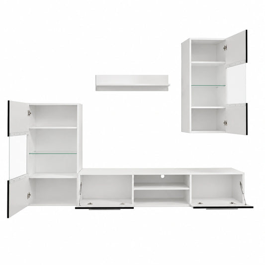 Conjunto de Muebles de Salón Modernos con LED en Negro, 5 Piezas