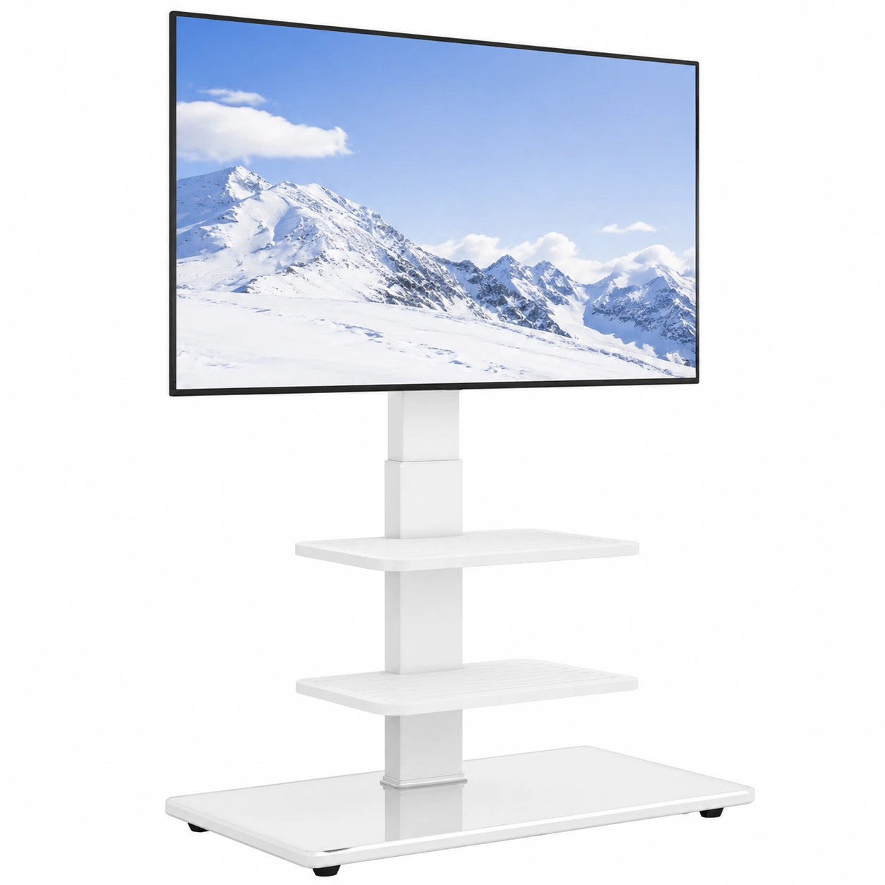 Soporte de Suelo para TV de 32-70" con Base de Cristal Blanco