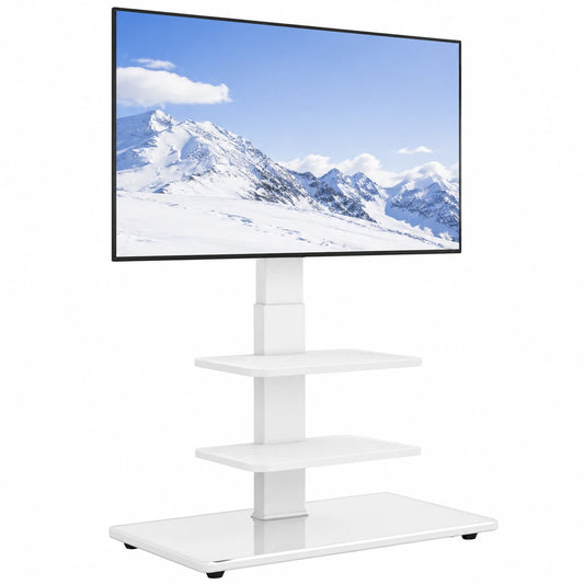 Soporte de Suelo para TV de 32-70" con Base de Cristal Blanco