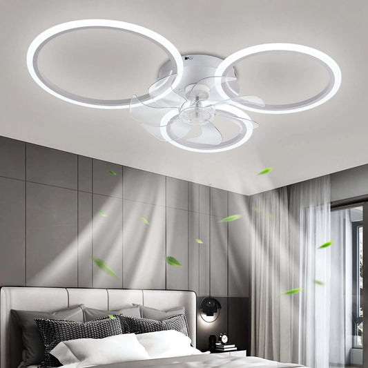 YUNZI Moderno Ventilador de Techo con Iluminación con Mando a Distancia LED 72W Regulable Luz de Techo - 6 Velocidades, Blanco 78cm