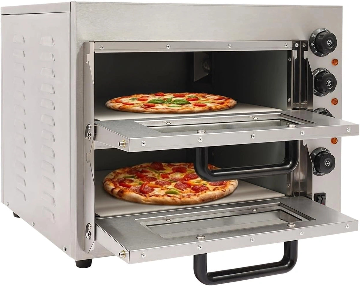 Horno de pizza de 3000 W - pizzerías, restaurantes, cocinas domésticas, horno de pizza eléctrico para la encimera, horno profesional de doble cámara