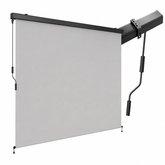 Tectake Toldo Vertical Enrollable para Exterior con Manivela, Protección Solar y Cortavientos - 200x250 cm Gris Claro