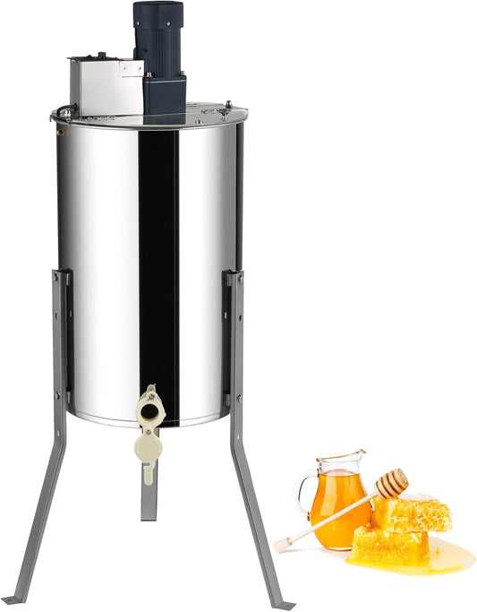 VEVOR Extractor de Miel Eléctrico Centrífuga Apícola 2/4 Marcos Acero Inoxidable con Tapa Adecuado para Nido de Abejas, con funciones de uso diario