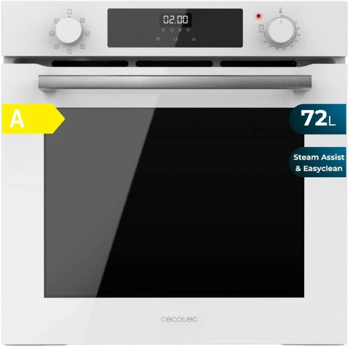 Cecotec Horno Multifunción Integrable 60cm Bolero Hexa M226000 Glass blanco A. 2800W - 72L, 7 Funciones, Steam Base X2, Steam EasyClean y Assist